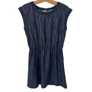 Vince Mini Dress Size XL Sleeveless Abstract Elastic Waist Navy Blue Modern Chic